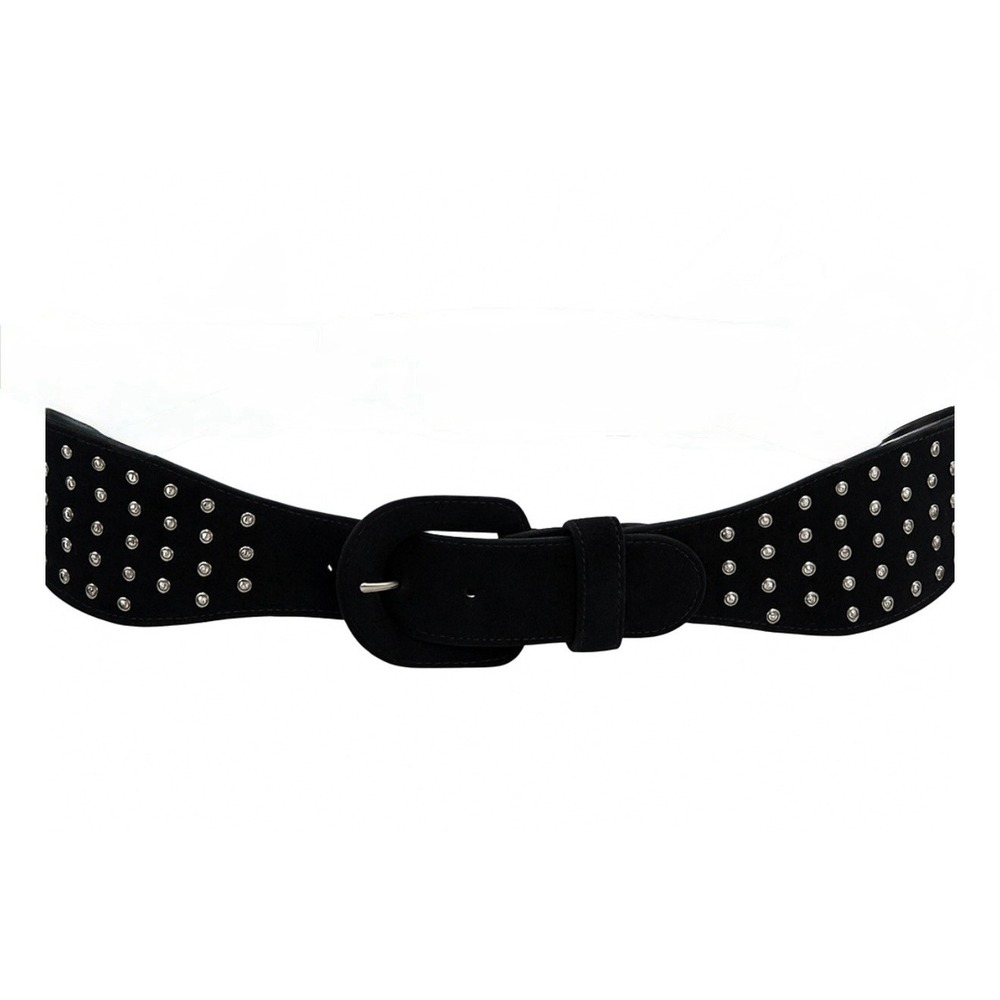 RARE VTG‎ Yves Saint Laurent Designer YSL Black Leather Studded Gem Belt 2816 Sm